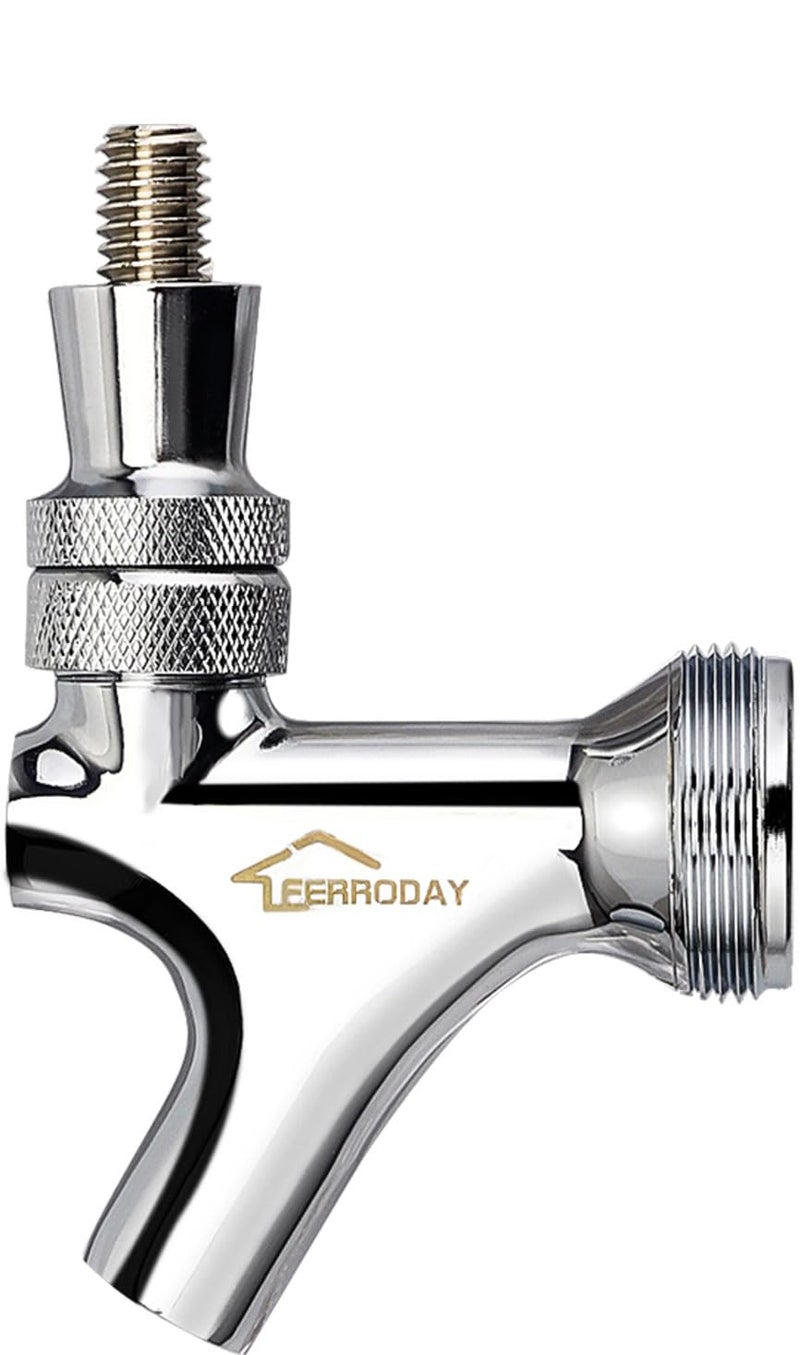 FERRODAY Stainless Steel Core Draft Beer Faucet Polished Brass Beer Faucet for Keg Tap Tower Beer Shank & Kegerator Beer Faucet Classic Beer Dispensing Tap Standard Faucet Tap - Image 1